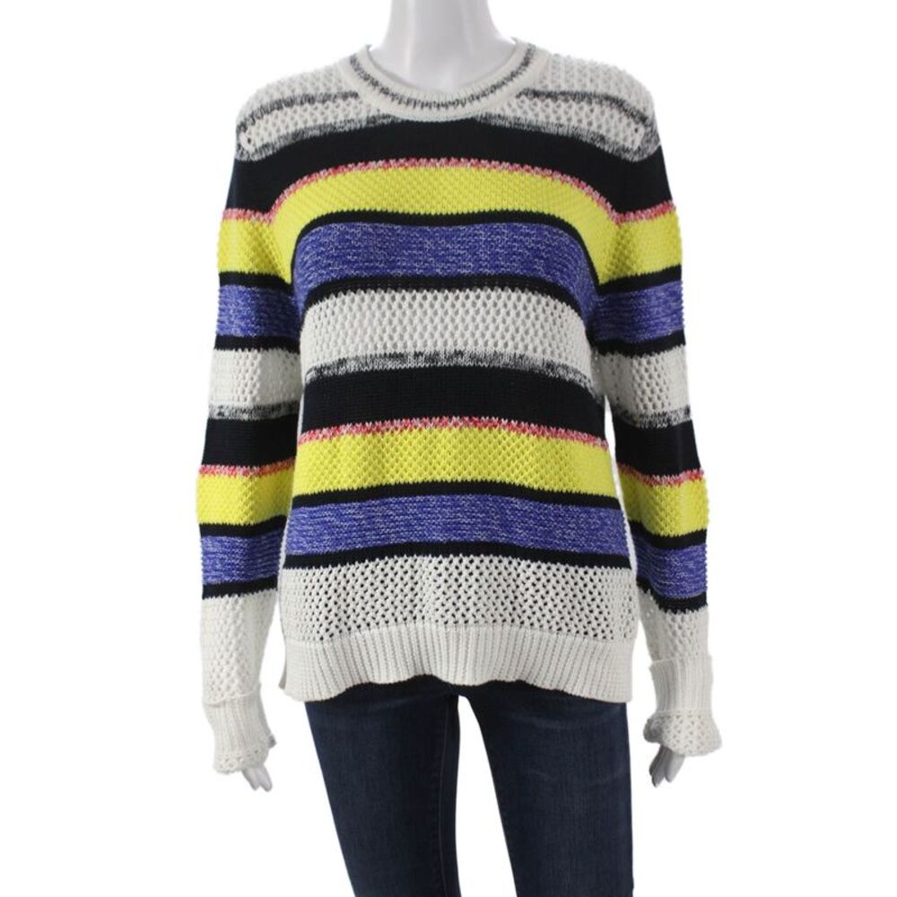 Cotton By Autumn Cashmere Women Striped Crewneck Pullover Multicolor Size L